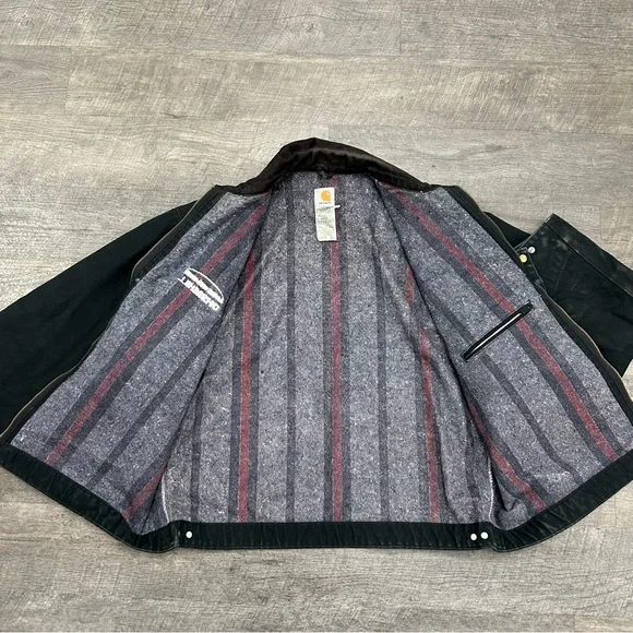 Carhartt J01 BLK Duck Detroit Work Jacket Men's Size 54 Black Made